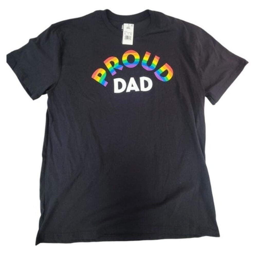 IML Proud Dad Rainbow Graphic T Shirt Large NWT Black Short Sleeve Shirt